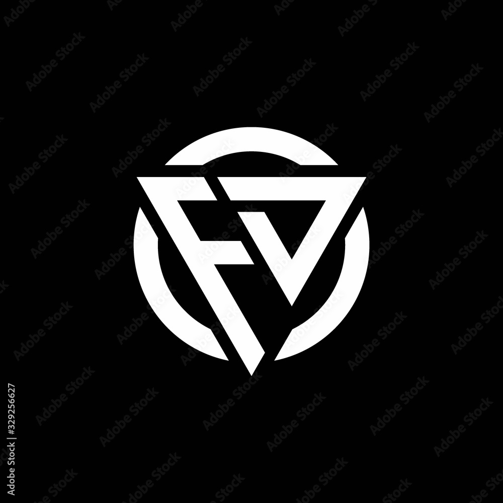 FD logo with triangle shape and circle rounded design template Stock ...