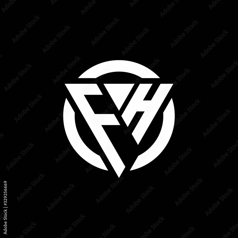 FH logo with triangle shape and circle rounded design template Stock ...