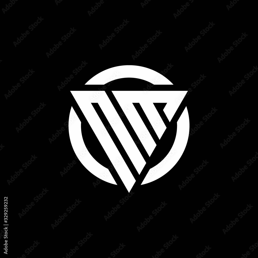 NM logo with triangle shape and circle rounded design template Stock ...