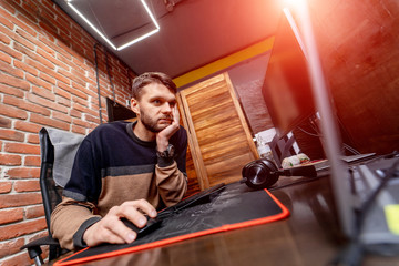 Programmer working in a software development company office