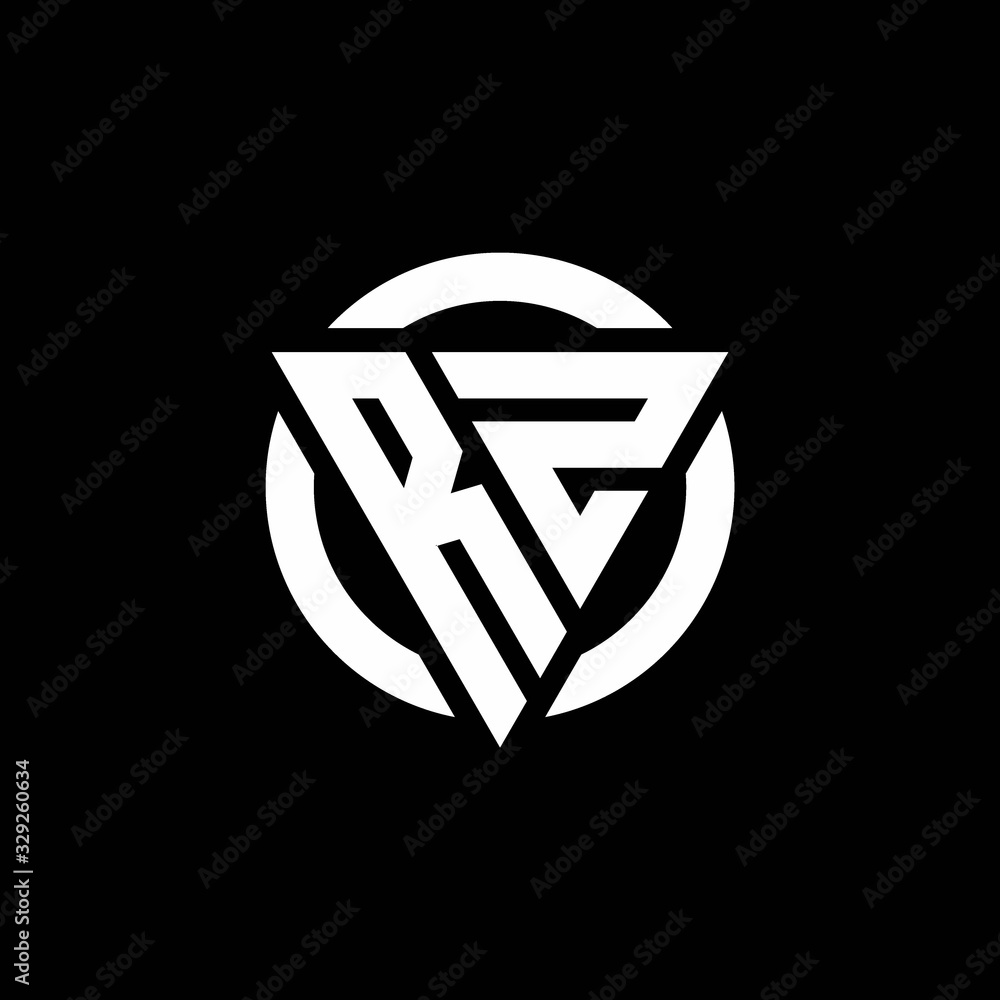 RZ logo with triangle shape and circle rounded design template Stock ...