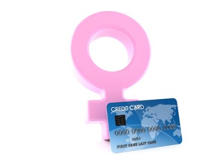 Sticker - Female gender symbol with credit card