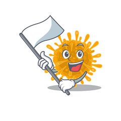 Sticker - Coronaviruses cartoon character design holding standing flag