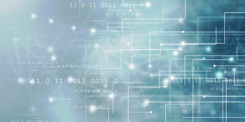 2d illustration abstract digital binary data on computer screen