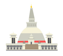 Buddhist Stupa Vector Illustration. Historic Famous Temple. Asian Architecture, Traditional Buddhist Temple At Sri Lanka. Isolated Icon On White Background