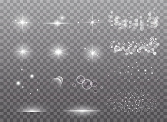 light effects collection. copper lights effects. sparkle and glitter. vector illustration.