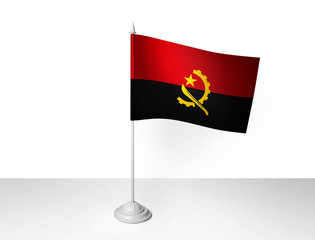 World desk flag waving 3D rendering isolated white background 