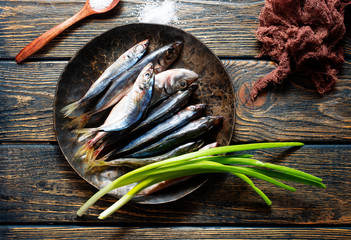 Canvas Print -  raw smelt fish