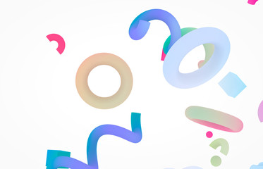 Poster - Abstract colorful 3d art background. Pastel geometric shape form floating on white isolated background. memphis style.