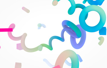 Poster - Abstract colorful 3d art background. Pastel geometric shape form floating on white isolated background. memphis style.