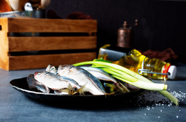 Canvas Print -  raw smelt fish