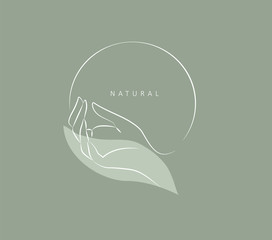 Wall Mural - logo design template in trendy linear minimal style. vector abstract hands. abstract symbol for orga