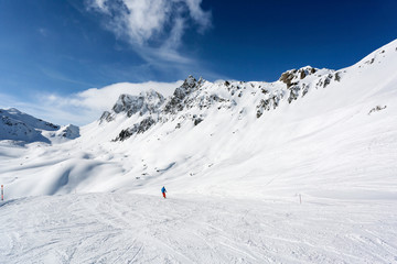 Poster - Winter landscape of mountains and free space for your decoration. 