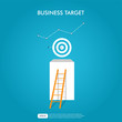 Business target with ladder, target board, and chart concept. Focus on business and Success idea. Vector illustration template for business and corporate