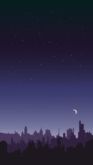 Wall Mural - Night sky landscape. City on a background of stars.