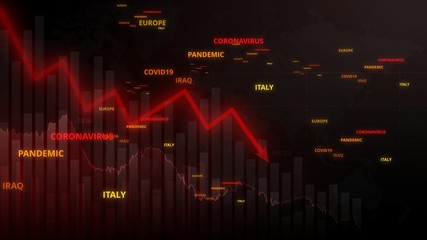 Coronavirus stock market crisis illustration. Global economy crisis concept background.