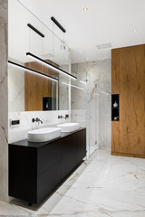 Wall Mural - elegant bathroom in white marble tiles