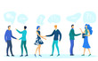 © Mykola - People Communication, Dialogue Vector Illustration. Friends, Lovers and Colleagues Cartoon Characters. Conversation Types, Friendly, Romantic and Business Talk. Friendship and Corporate Relationship
