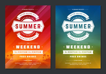 Wall Mural - Summer party design poster or flyer night club event modern typography and abstract background.
