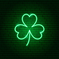 Wall Mural - Three Leaf Clover Neon Sign