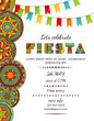 Lets celebrate fiesta announcing poster template with festive decorative elements.