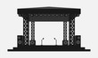 © Markoff - Outdoor concert stage black and white vector icon. Simple flat music equipment pictogram. Podium symbol.