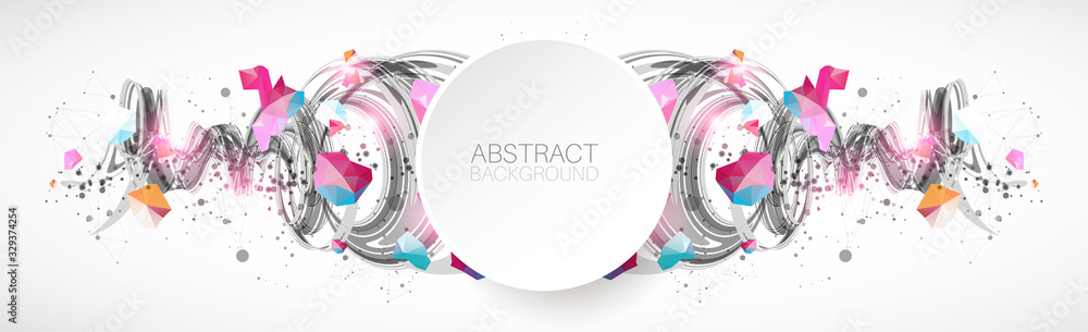 Abstract swirling colored background for design works. Futuristic geometric composition. - obrazy, fototapety, plakaty 