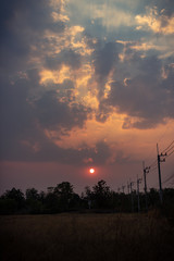 Wall Mural - sunset over field