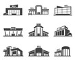 Shopping mall or store vector icon set