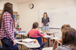 © MACO - School kids in school classroom listening to teacher. Red Lodge, Montana, USA