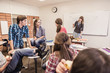 © MACO - School kids in group discussion in school classroom. Red Lodge, Montana, USA