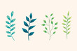 set of branches with leafs nature vector illustration design