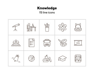 Sticker - Knowledge line icon set. School, exam, intelligence. Education concept. Can be used for topics like studying, teaching, college