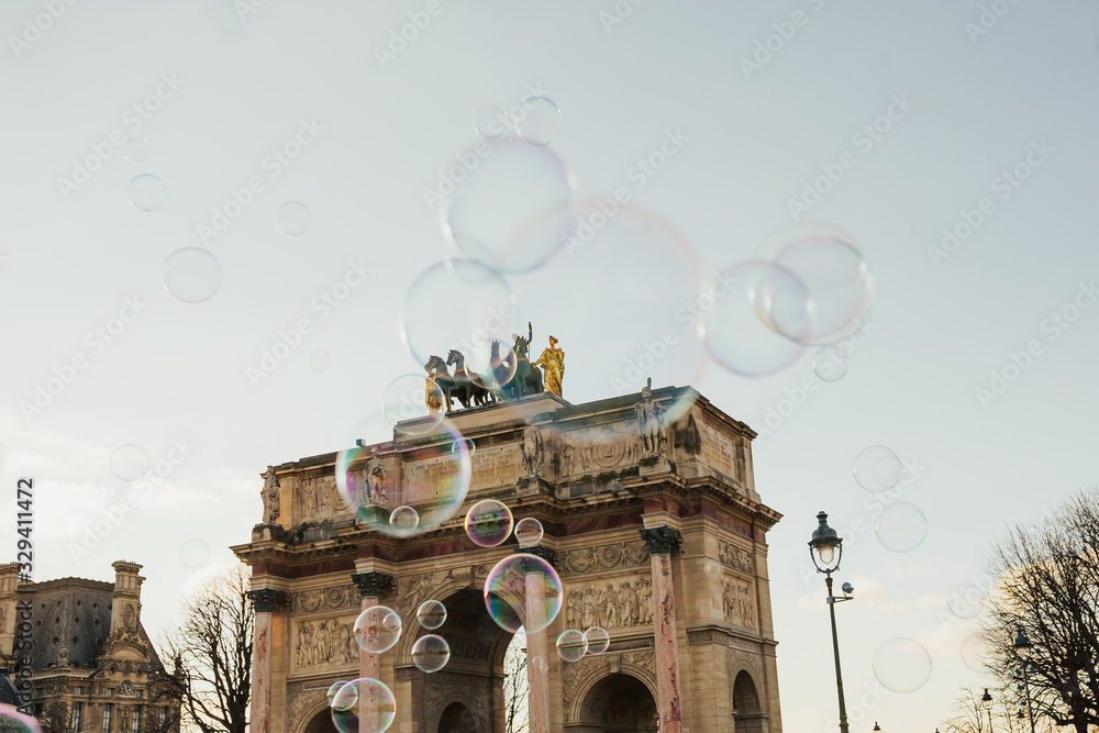 Ancient Arch called Carrousel Arc de Triomphe in Paris, France near ...