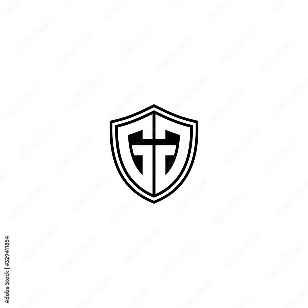 Shield Initials Monogram GG Logo Design Stock Vector | Adobe Stock