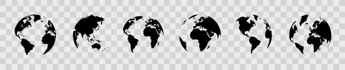 earth globe set. world map in globe shape. earth globes collection on isolated background. flat styl