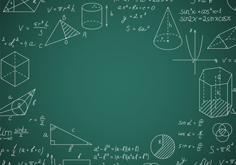 blackboard mathematical with thin line shapes round design template. vector