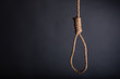 Close-up of a hang noose rope on grey background in studio