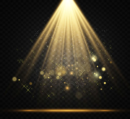 Wall Mural - white stage with spotlights. vector illustration of a light with sparkles on a transparent backgroun
