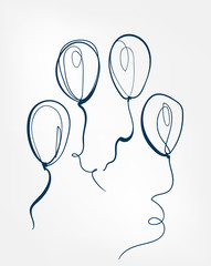 Wall Mural - balloon one line vector isolated design element