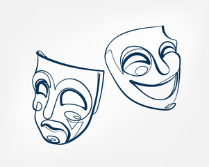 Poster - mask one line vector isolated design element