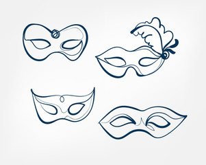 Wall Mural - mask one line vector isolated design element