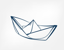 Paper Ship One Line Vector Isolated Design Element