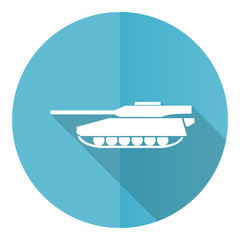 Aufkleber - Tank blue round flat design vector icon isolated on white background, army, military, war vehicle illustration in eps 10