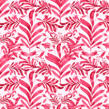 Seamless Pattern With Of Pink Twig Branches On A White Background