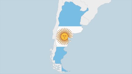 Wall Mural - Argentina map highlighted in Argentina flag colors and pin of country capital Buenos Aires.