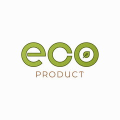 Wall Mural - Eco product logo on white emblem background