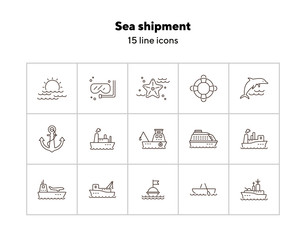 Poster - Sea shipment line icon set.Sea transportation concept. Vector illustration can be used for topics like marine, transport, travel