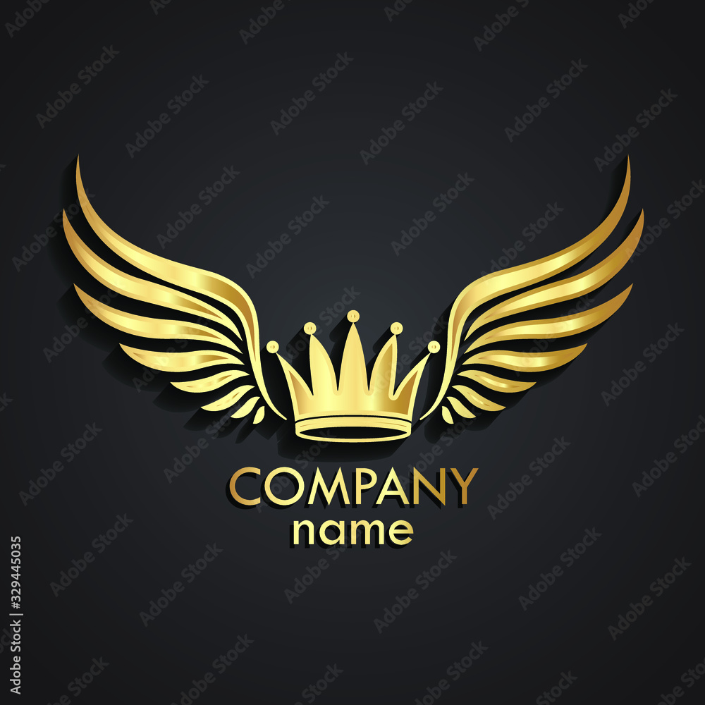 winged crown 3d golden logo Stock Vector | Adobe Stock