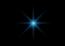 Light Abstract Blue Star, A Flash Consisting Of Dots. Vector Illustration.